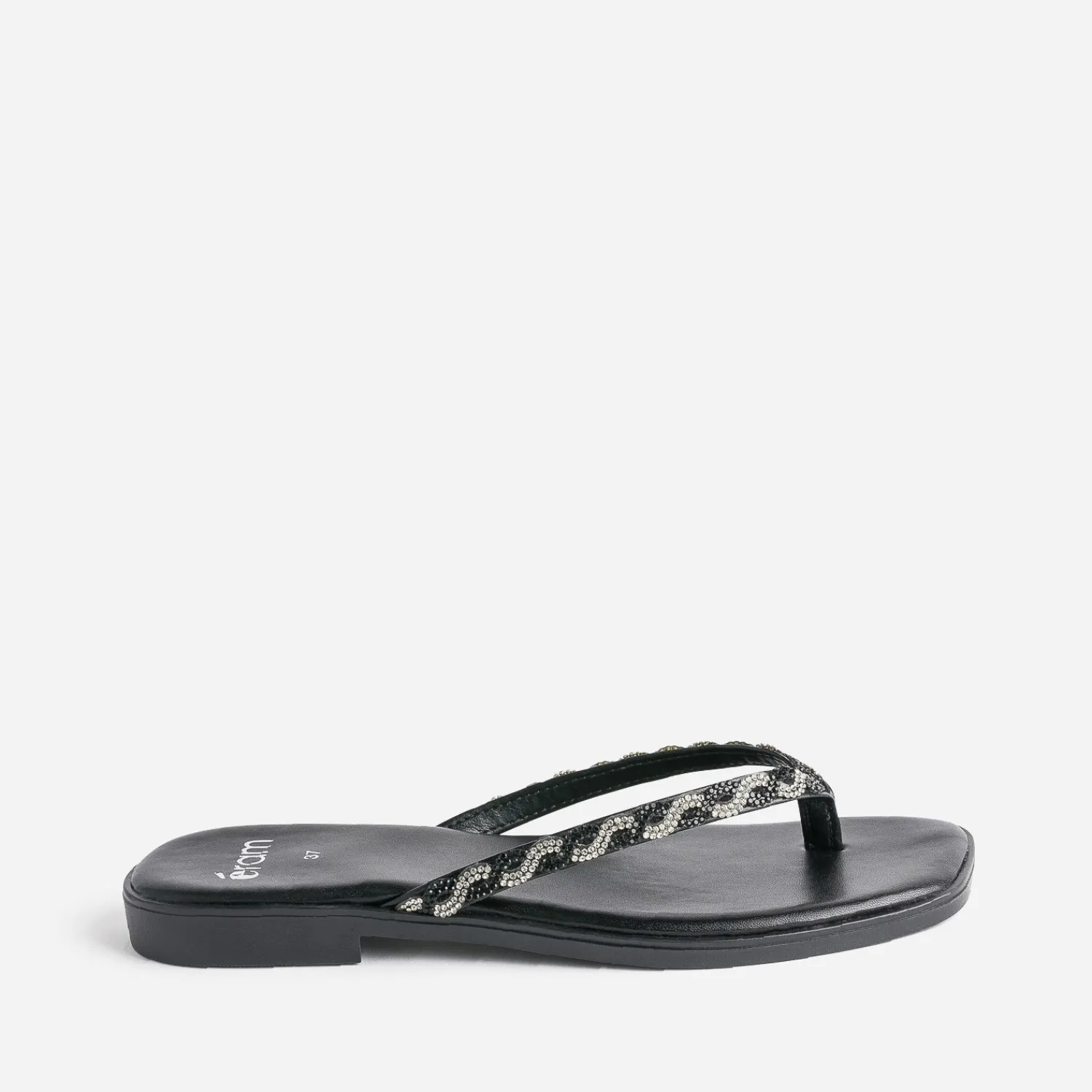 Texto Mules/Tongs^Tong e à brides strassées NOIR