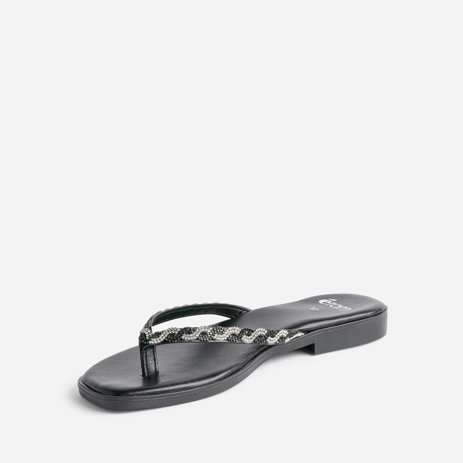 Texto Mules/Tongs^Tong e à brides strassées NOIR