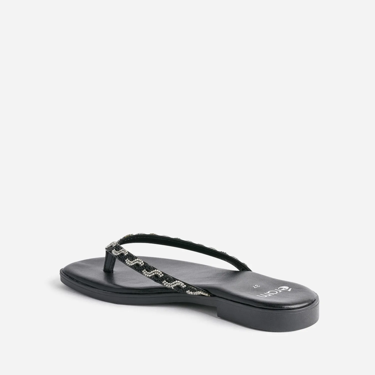 Texto Mules/Tongs^Tong e à brides strassées NOIR