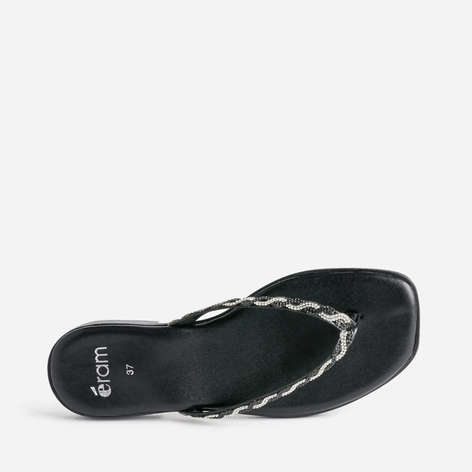 Texto Mules/Tongs^Tong e à brides strassées NOIR