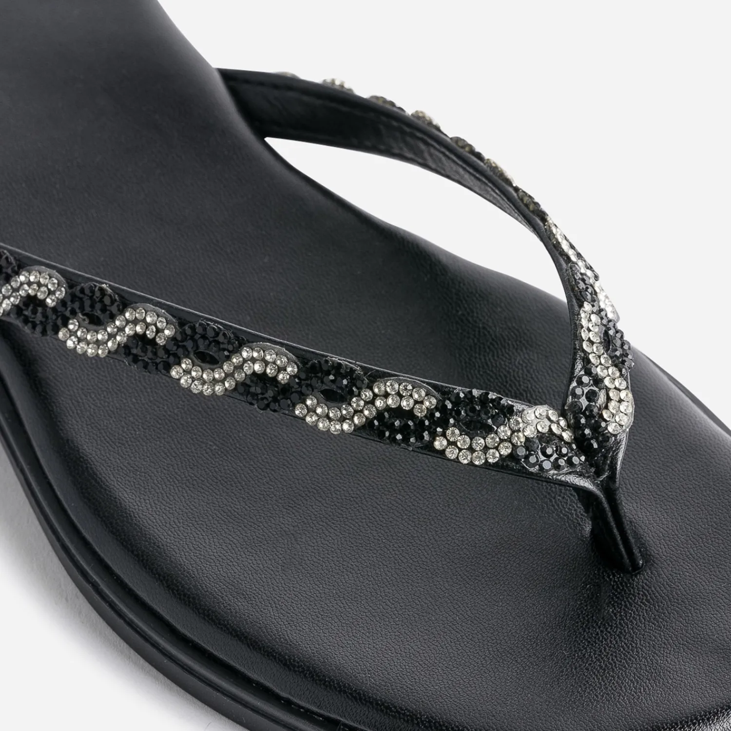 Texto Mules/Tongs^Tong e à brides strassées NOIR
