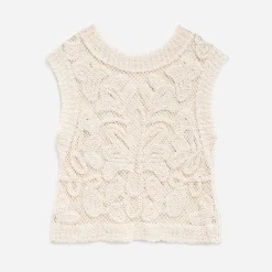Texto T-Shirts^Top façon crochet BEIGE