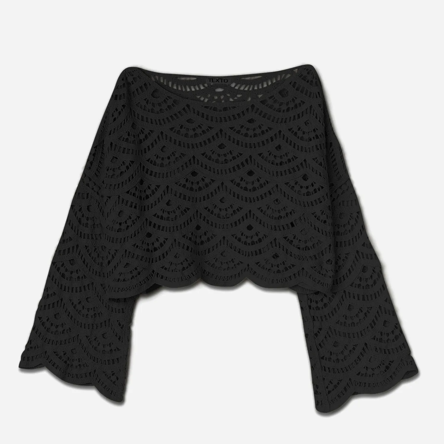 Texto T-Shirts^Top en macramé NOIR