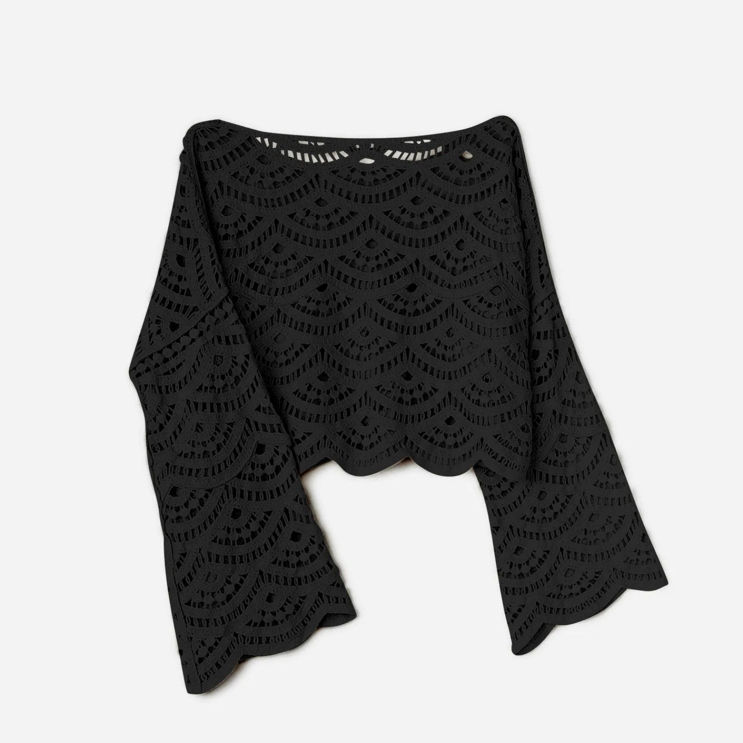 Texto T-Shirts^Top en macramé NOIR