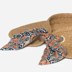 Eram Chapeaux, Bonnets & Casquettes^Visière TEXTO en papier avec ruban imprimé BEIGE